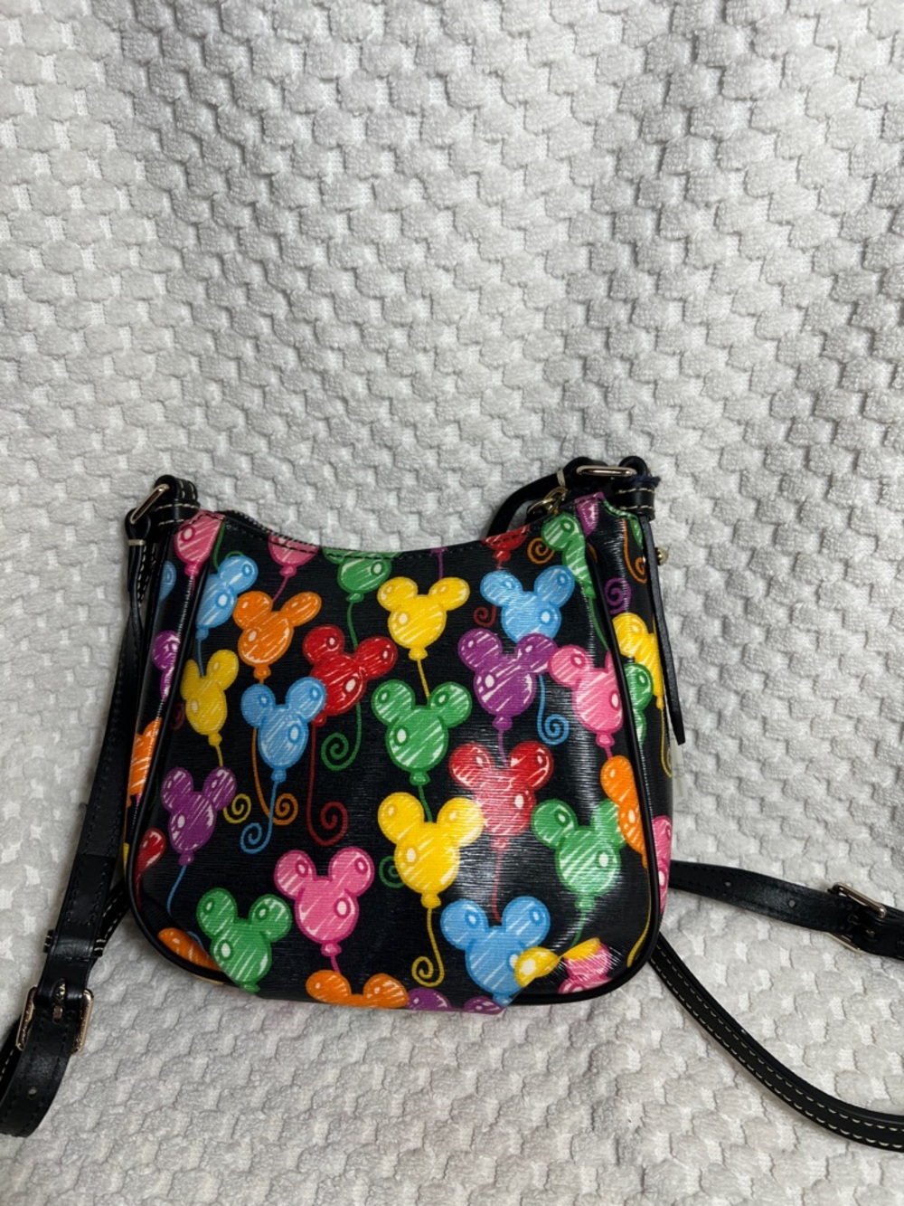 Dooney & Bourke Black Crossbody with Bright Multi Mickey Balloon Print - Picture 4 of 10